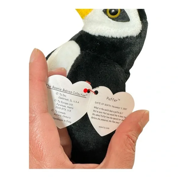 Retired Puffer the Puffin Beanie Baby, PE pellets, hand tag Gen 5 - Picture 14 of 14
